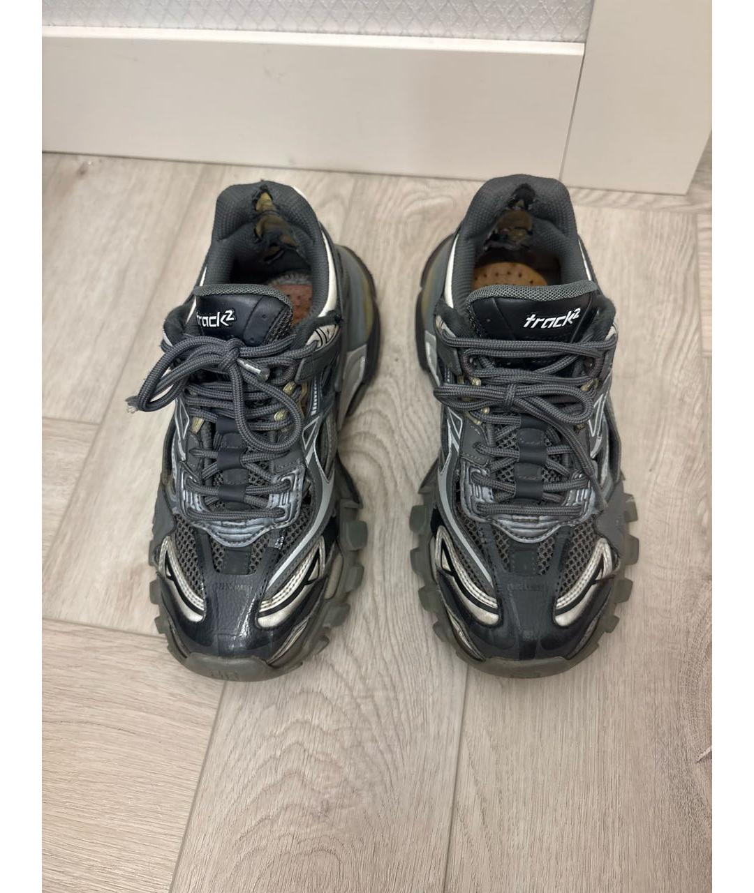 BALENCIAGA Антрацитовые кожаные кроссовки, фото 2