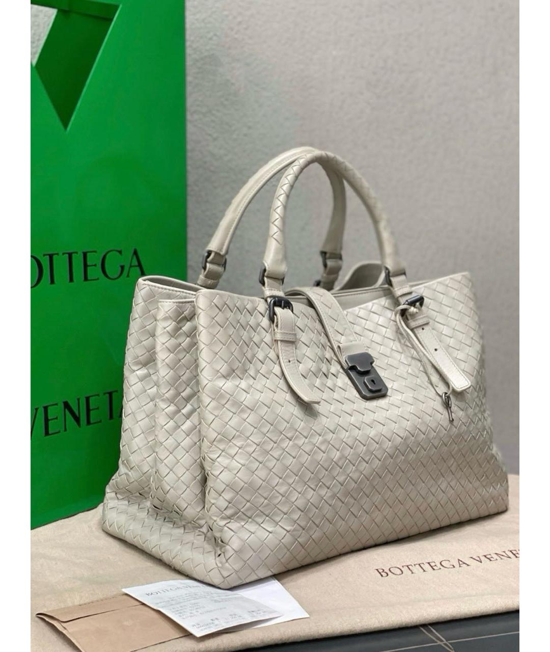 BOTTEGA VENETA Белая кожаная сумка через плечо, фото 3