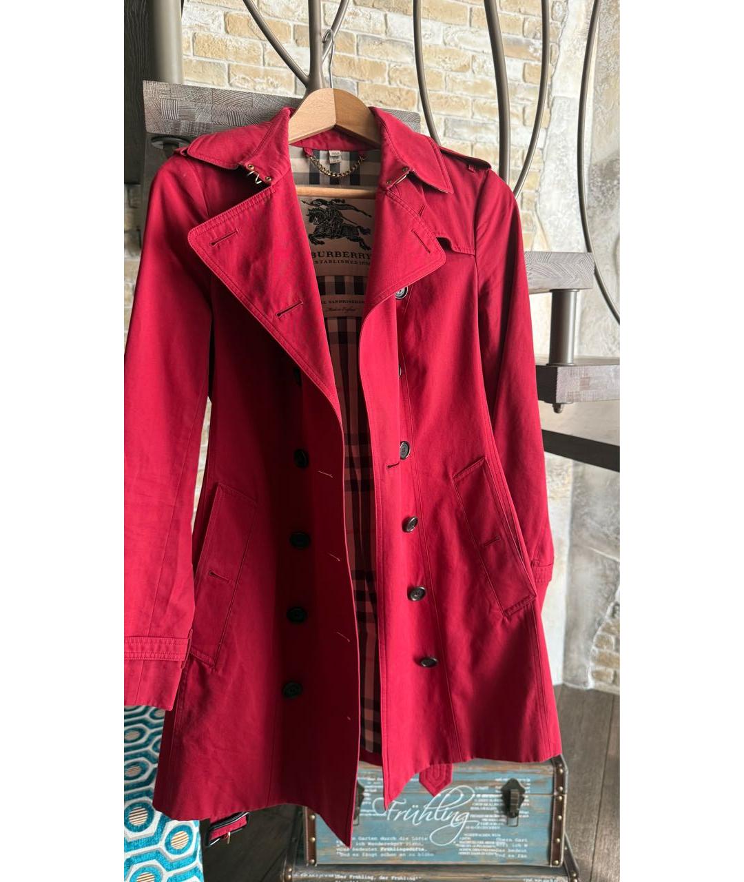 BURBERRY Бордовый тренч/плащ, фото 3