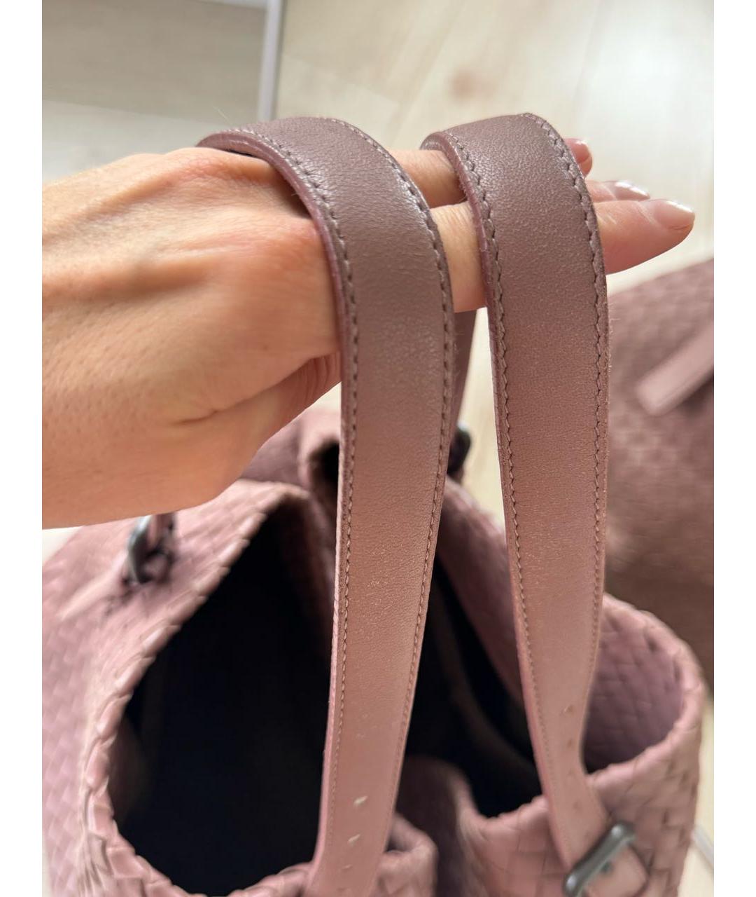 BOTTEGA VENETA Розовая кожаная сумка тоут, фото 8