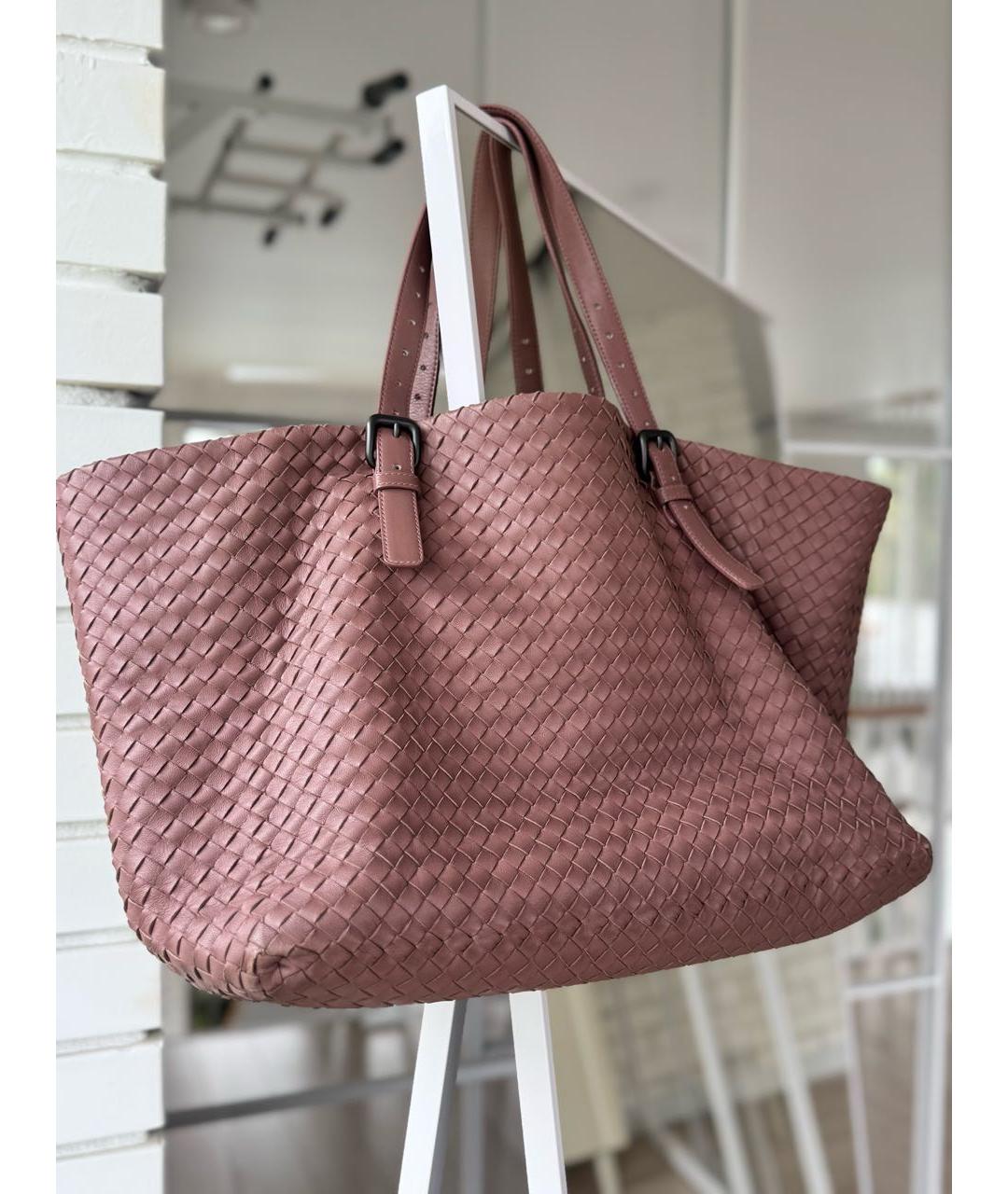 BOTTEGA VENETA Розовая кожаная сумка тоут, фото 2