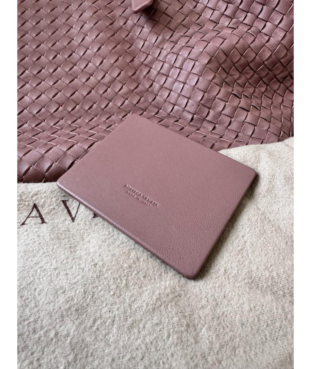 BOTTEGA VENETA Розовая кожаная сумка тоут, фото 6