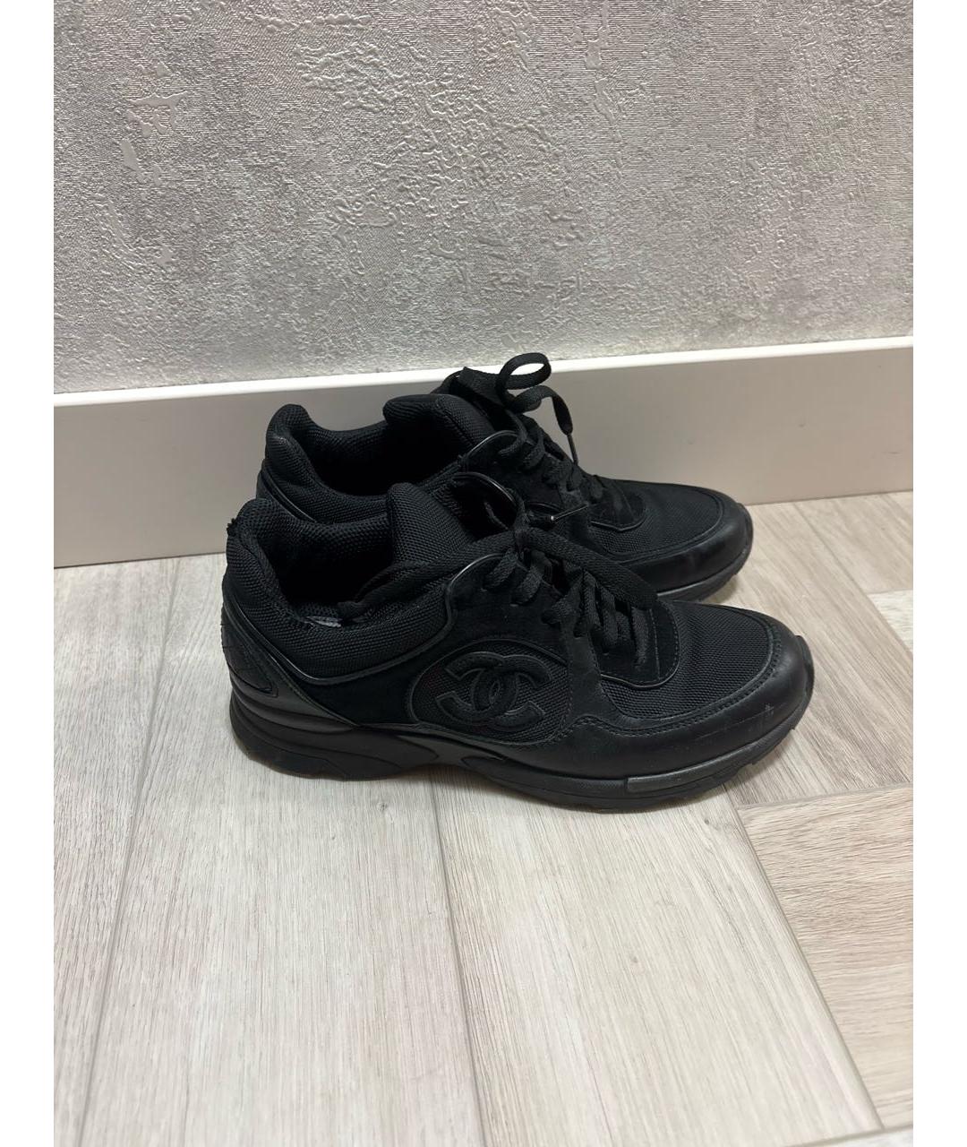 CHANEL Черные кожаные кроссовки, фото 5