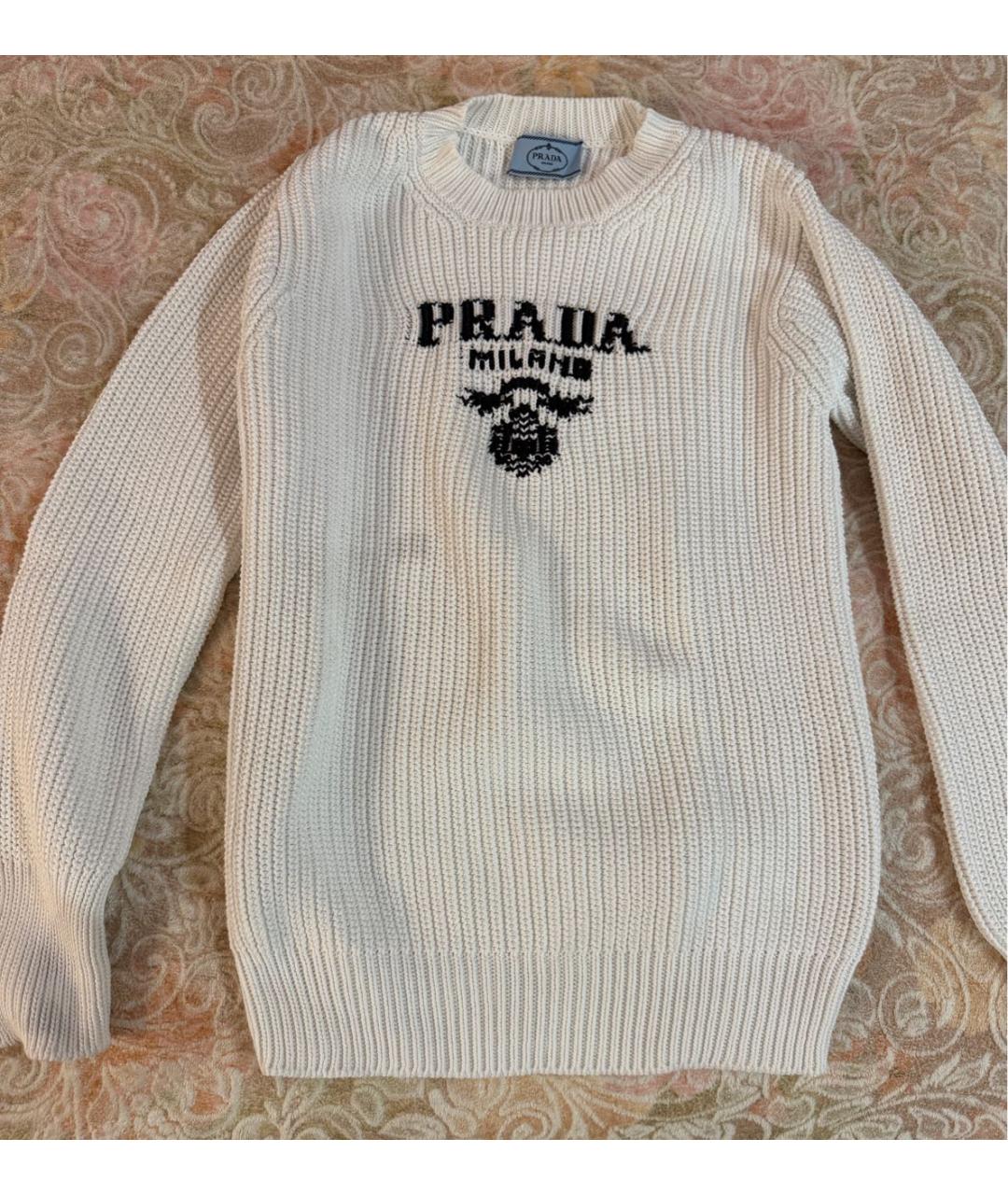 PRADA Белый хлопковый джемпер / свитер, фото 2