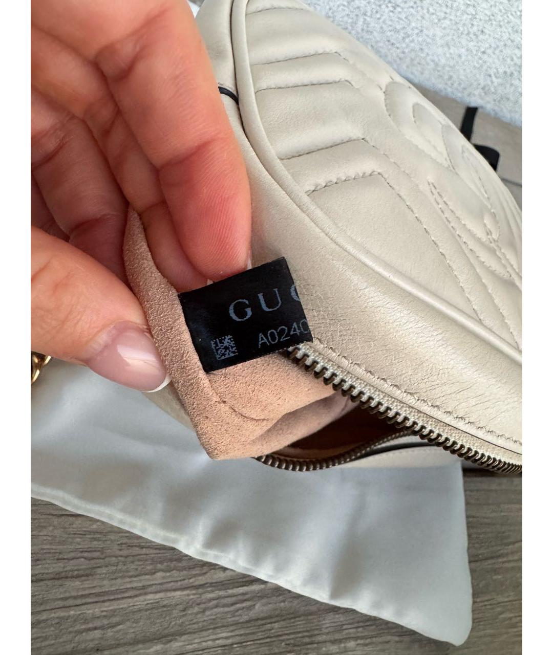 GUCCI Бежевая кожаная сумка через плечо, фото 8