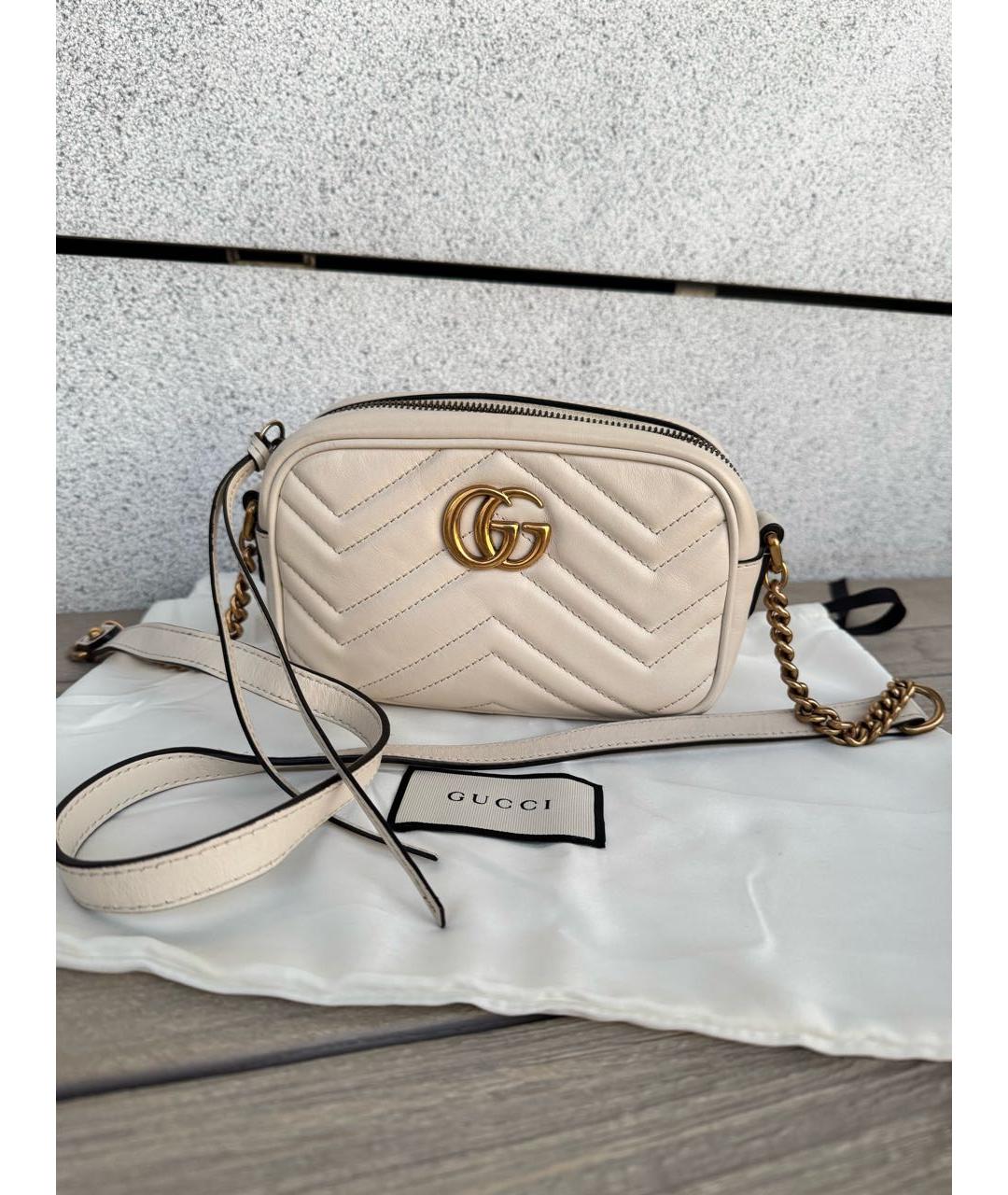 GUCCI Бежевая кожаная сумка через плечо, фото 9