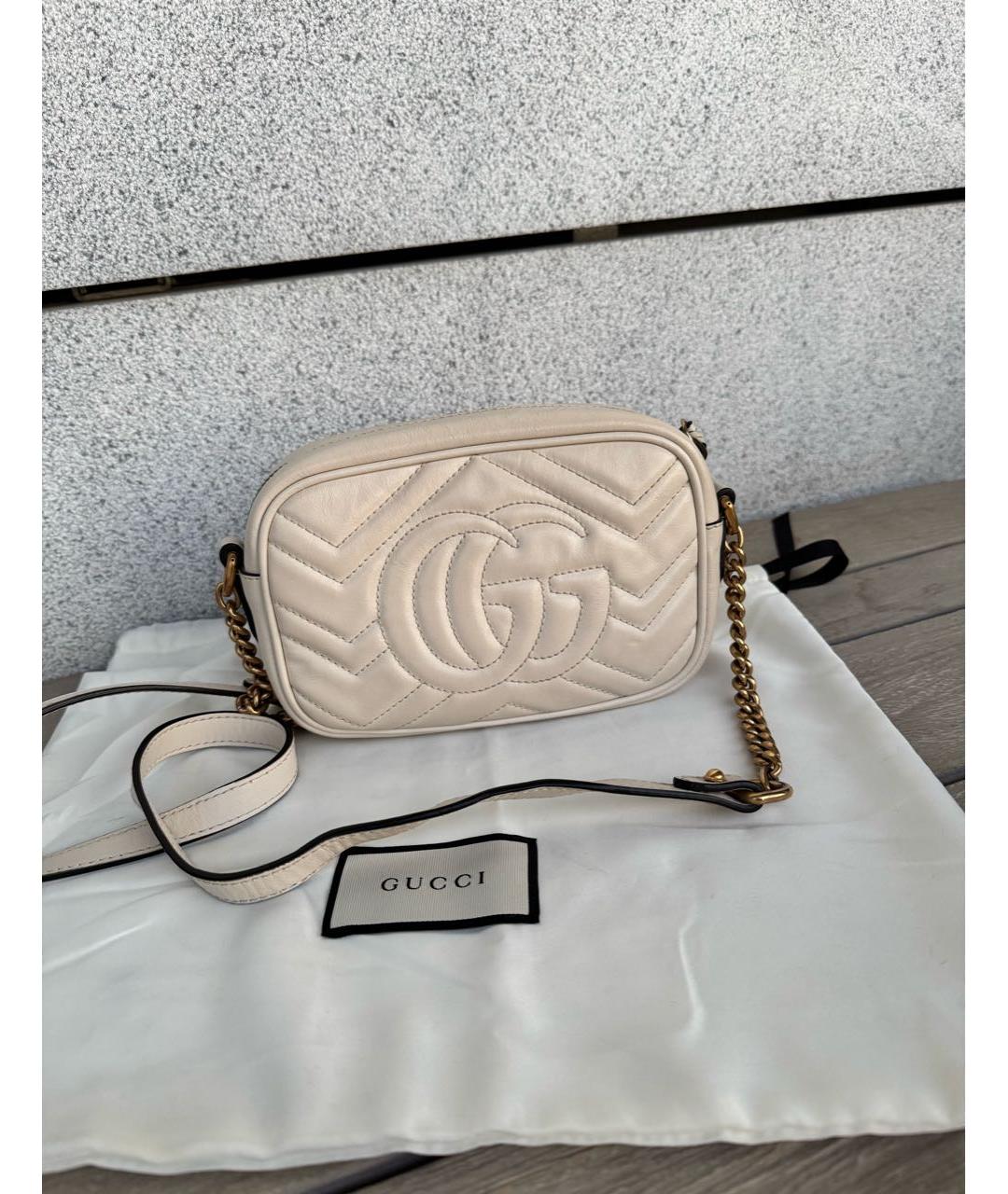 GUCCI Бежевая кожаная сумка через плечо, фото 2