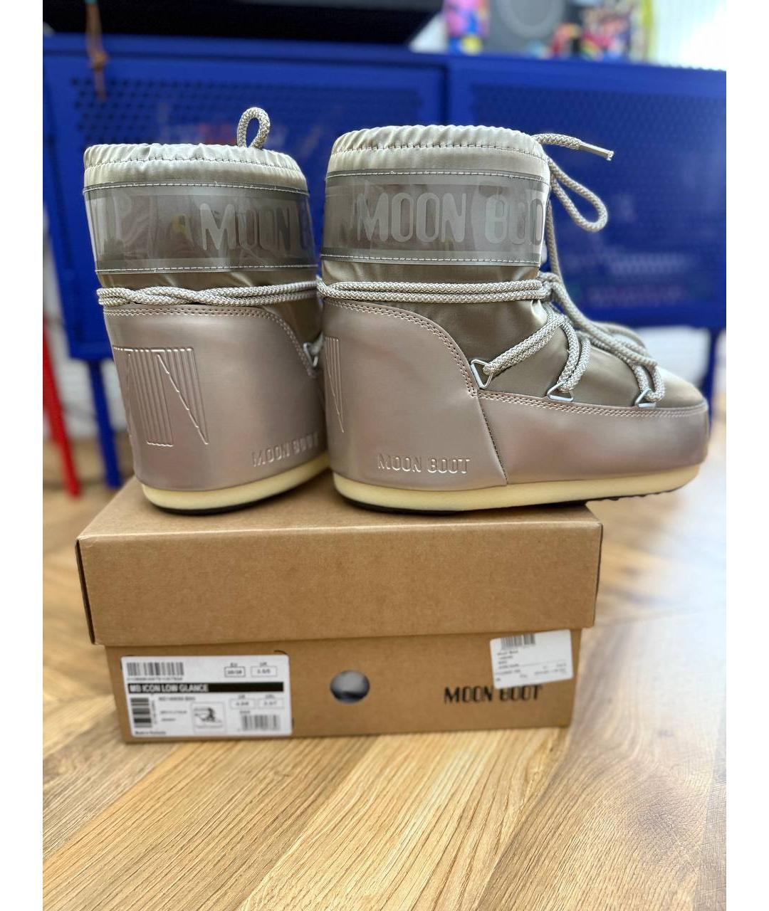 MOON BOOT Золотые ботинки, фото 3