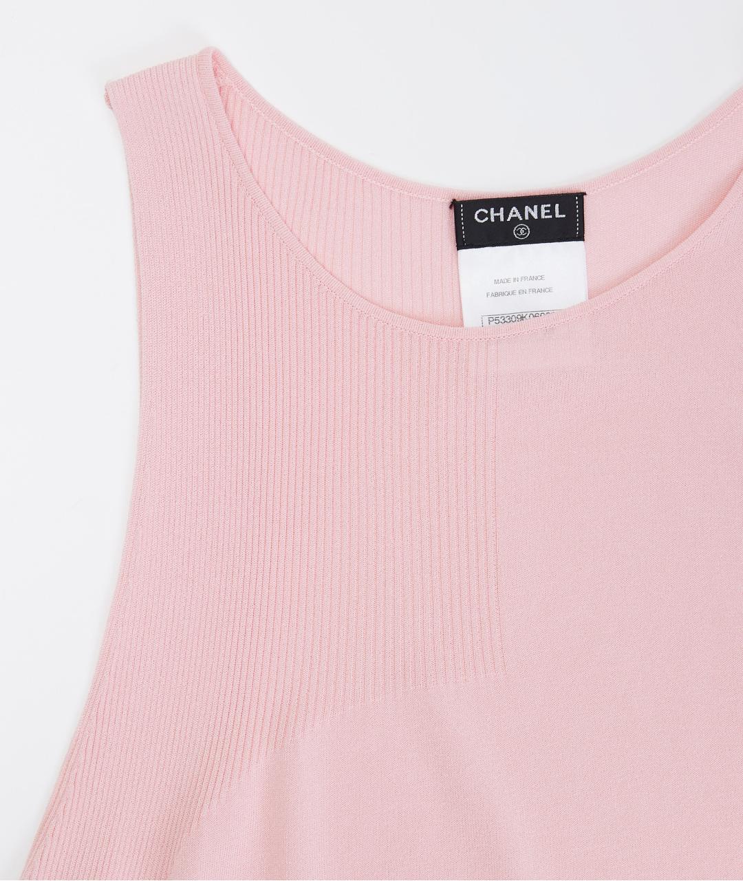 CHANEL Розовая вискозная майка, фото 4
