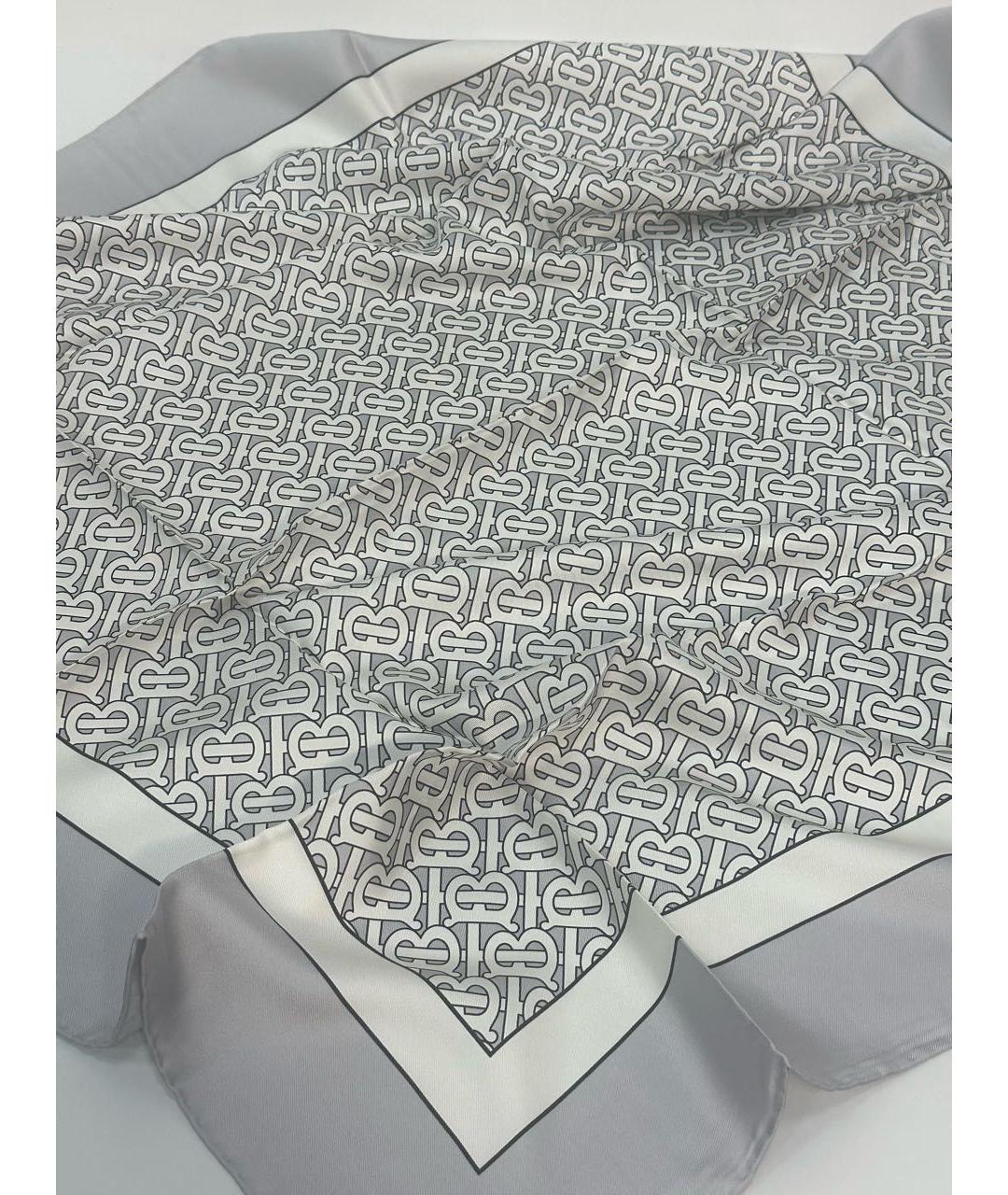 BURBERRY Серый шелковый платок, фото 4
