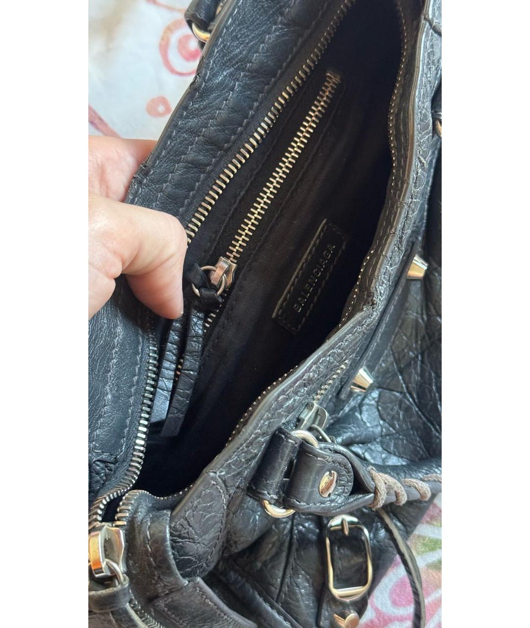 BALENCIAGA Антрацитовая кожаная сумка с короткими ручками, фото 6