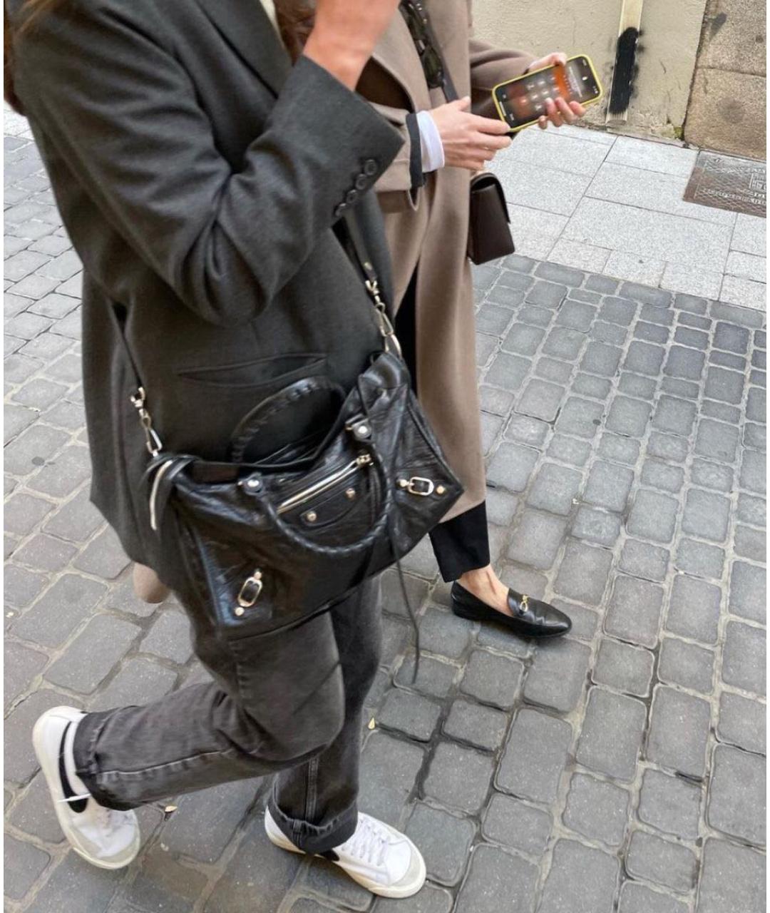 BALENCIAGA Антрацитовая кожаная сумка с короткими ручками, фото 8