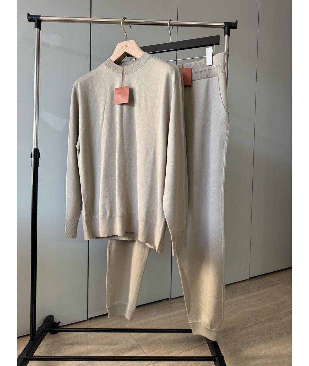 LORO PIANA Бежевый шерстяной спортивный костюм, фото 9