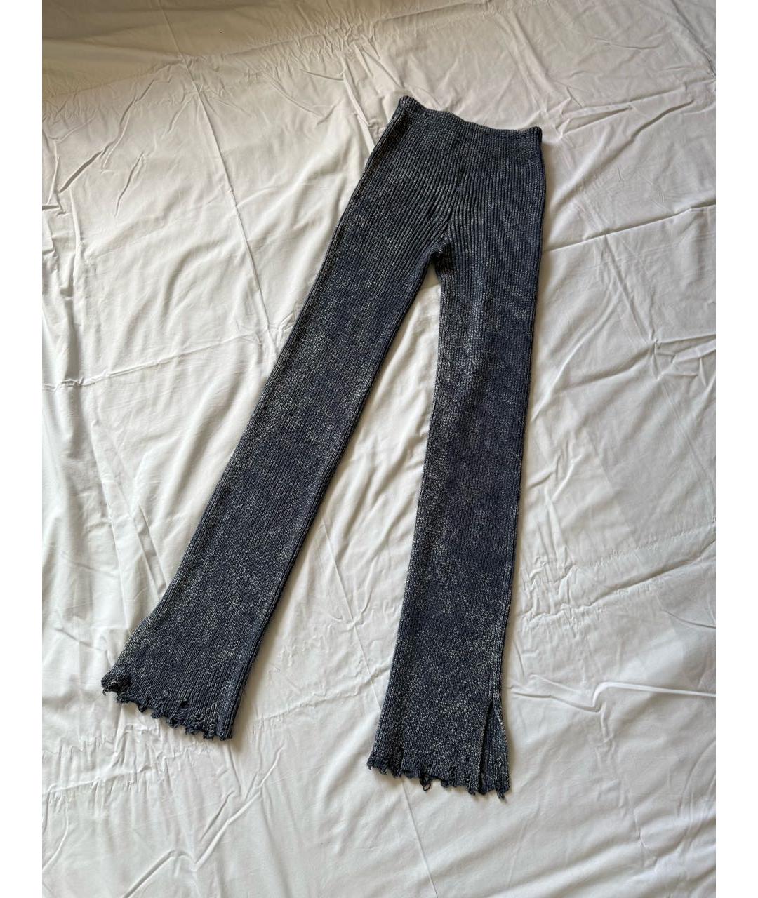 ACNE STUDIOS Синие хлопковые прямые брюки, фото 3