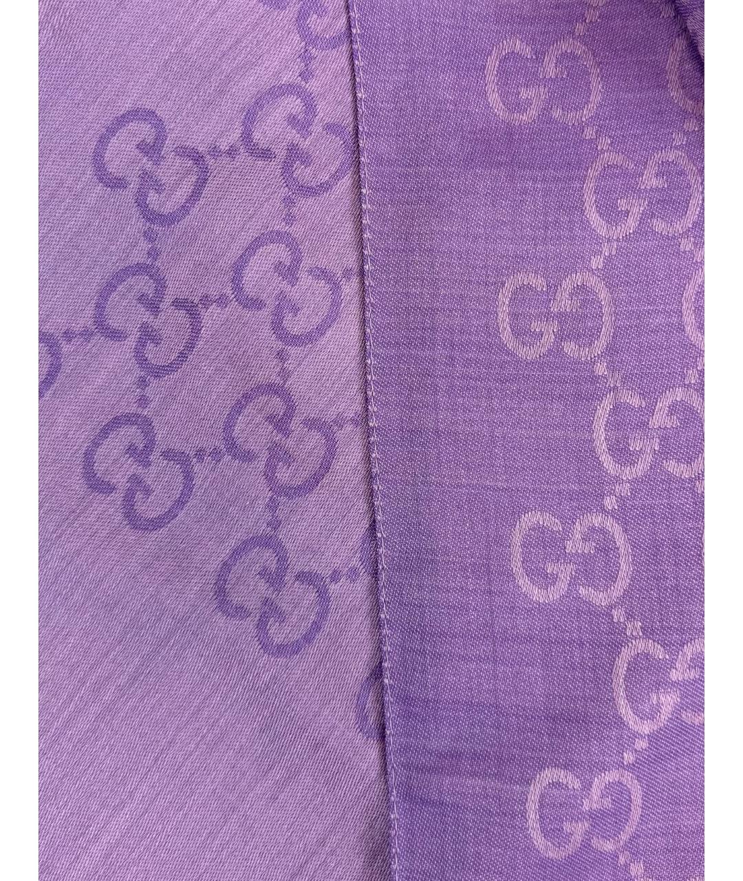 GUCCI Фиолетовый шелковый шарф, фото 5