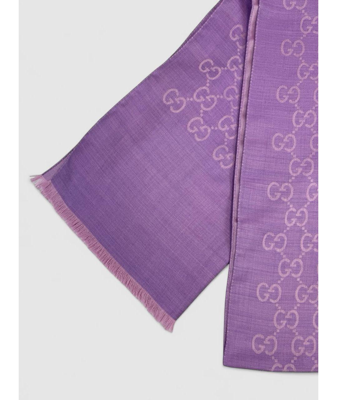 GUCCI Фиолетовый шелковый шарф, фото 4