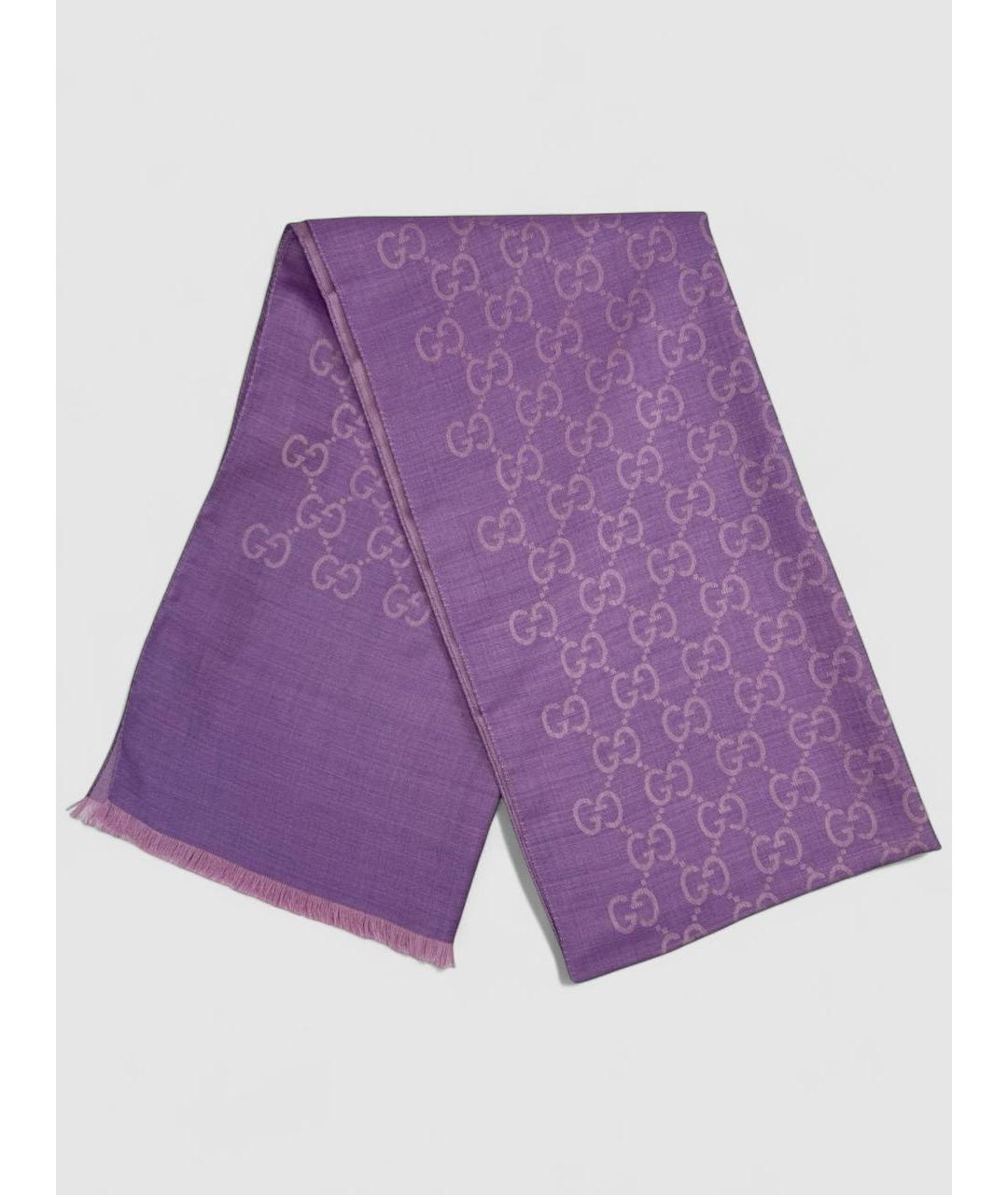 GUCCI Фиолетовый шелковый шарф, фото 6