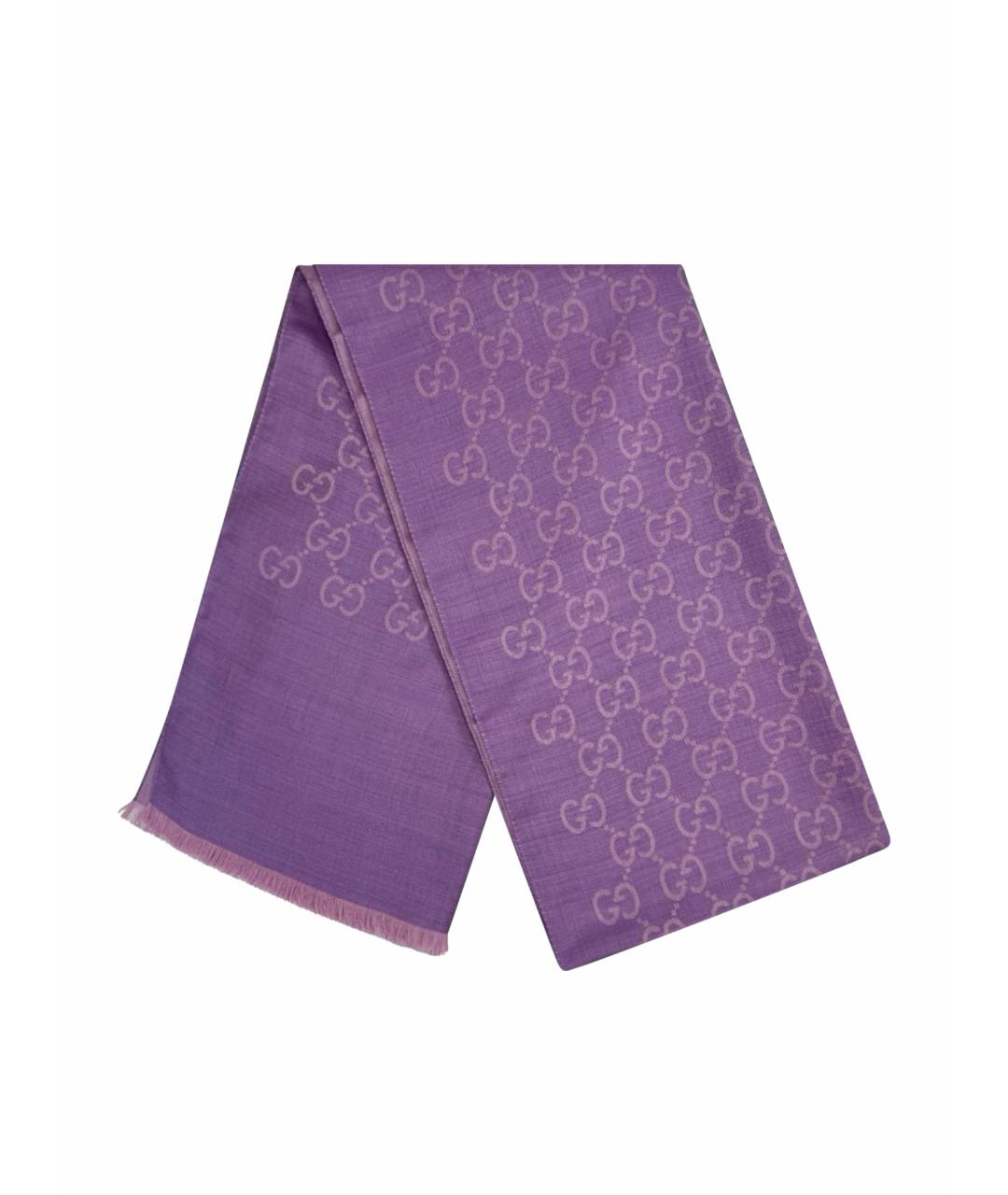 GUCCI Фиолетовый шелковый шарф, фото 1