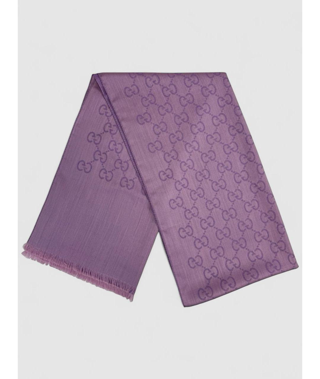 GUCCI Фиолетовый шелковый шарф, фото 2