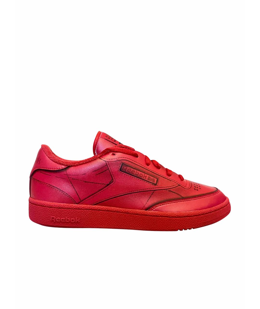 MAISON MARGIELA Красные низкие кроссовки / кеды из экзотической кожи, фото 1