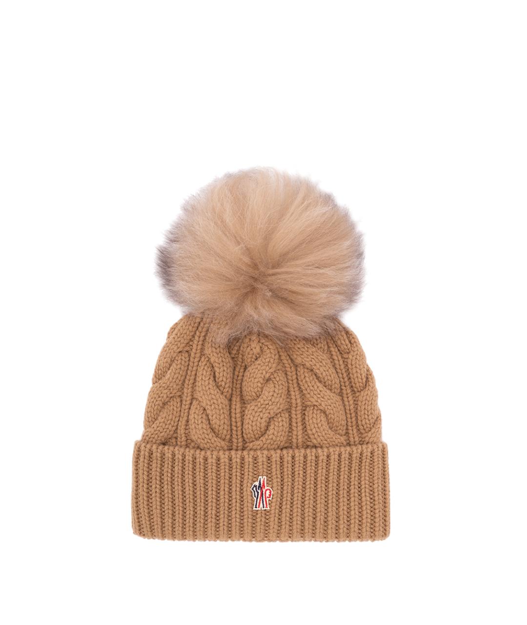 MONCLER GRENOBLE Бежевая шерстяная шапка, фото 1