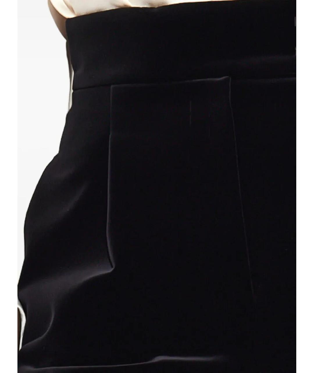 MAX MARA Черные хлопко-эластановые прямые брюки, фото 3