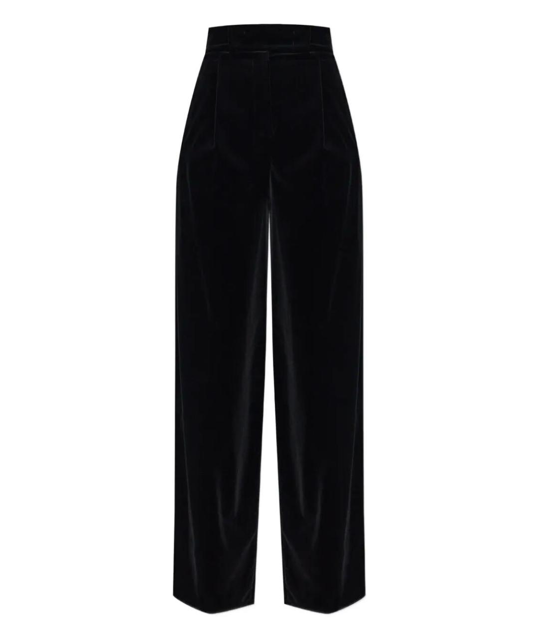 MAX MARA Черные хлопко-эластановые прямые брюки, фото 1