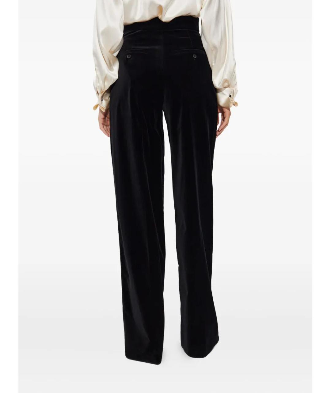 MAX MARA Черные хлопко-эластановые прямые брюки, фото 5