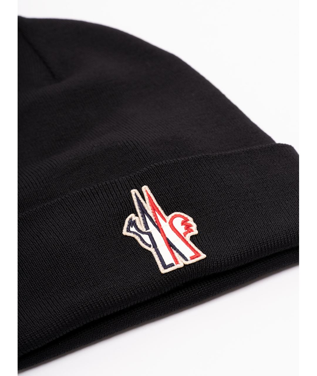 MONCLER GRENOBLE Черная шерстяная шапка, фото 2
