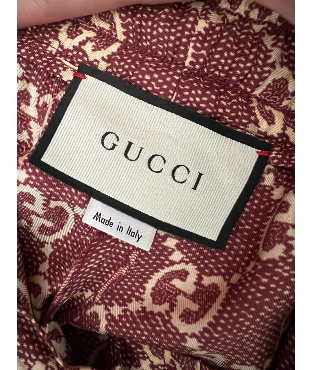 GUCCI Бордовые шелковые брюки узкие, фото 5