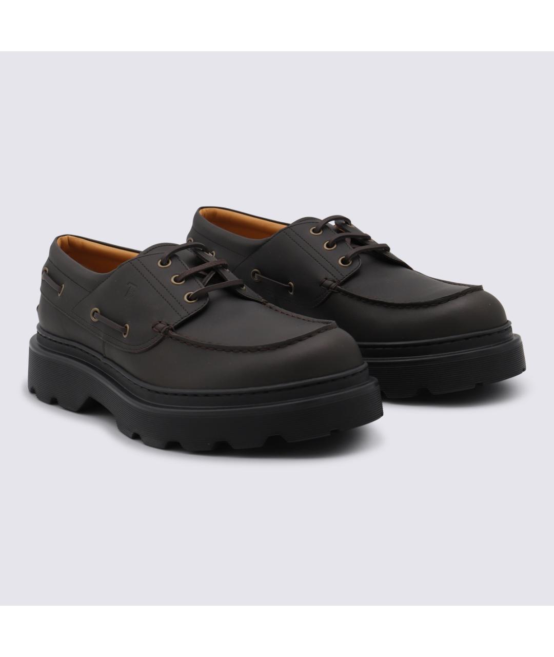 TOD'S Коричневые кожаные низкие ботинки, фото 2