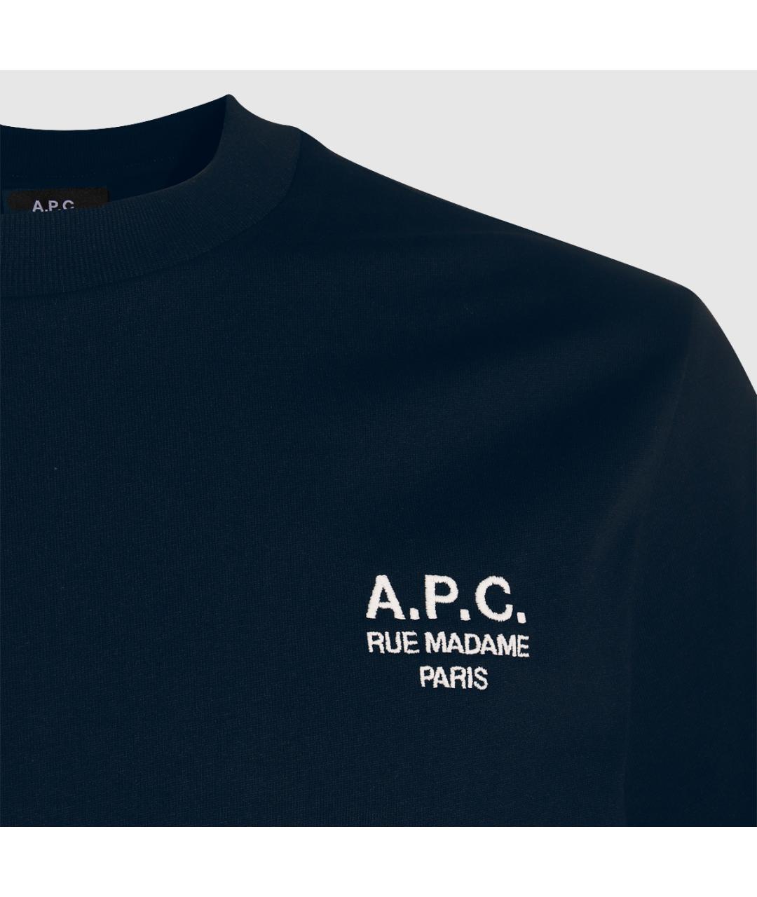 A.P.C. Темно-синяя хлопковая футболка, фото 3