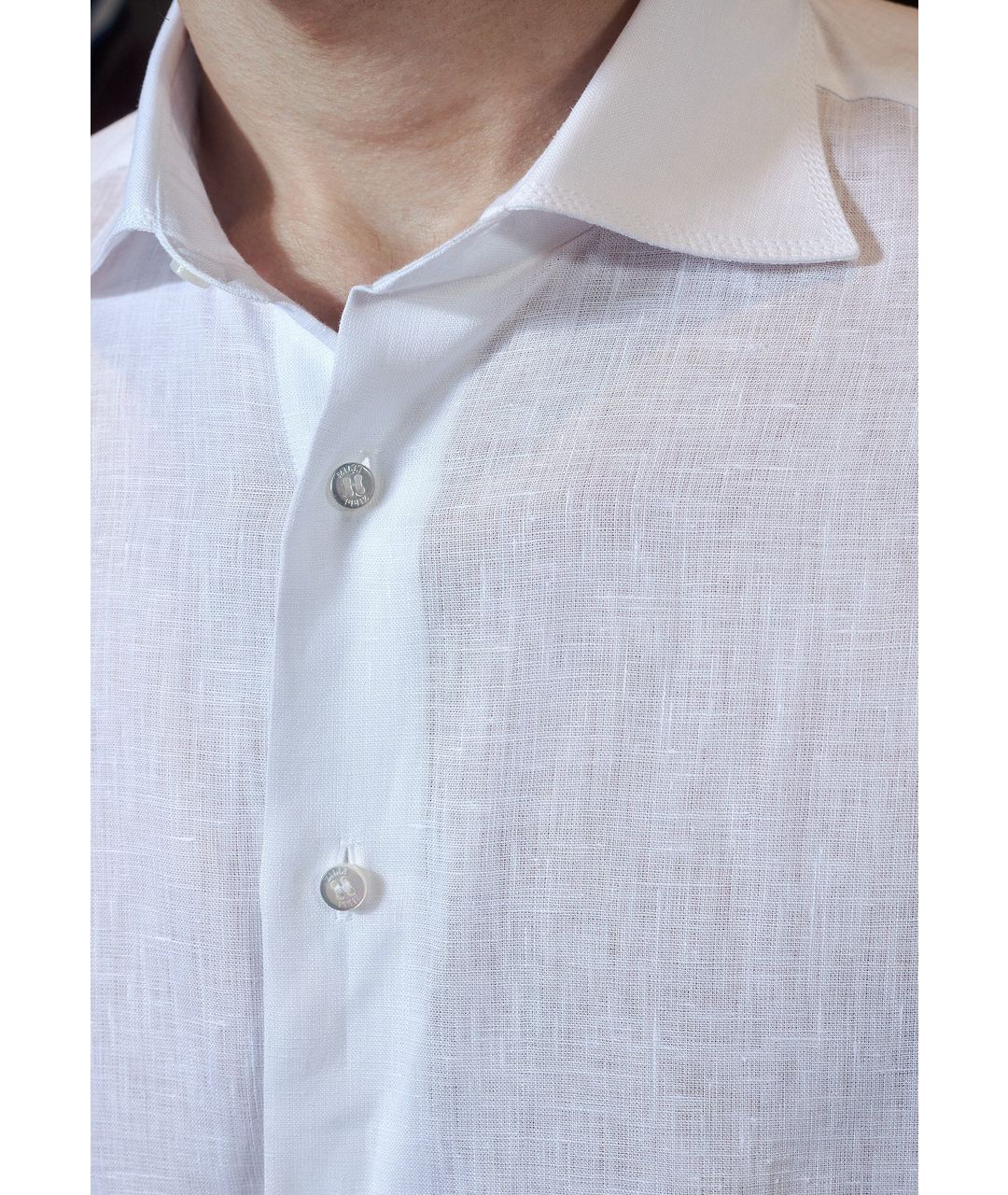 ZILLI Белая льняная классическая рубашка, фото 5
