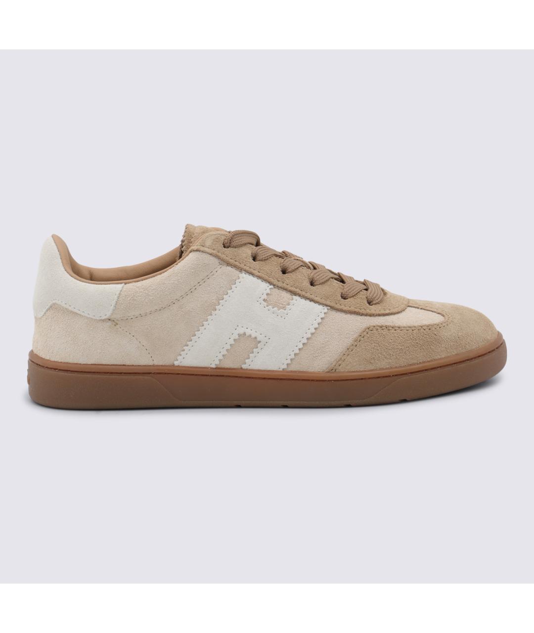 HOGAN Бежевые кожаные кроссовки, фото 5