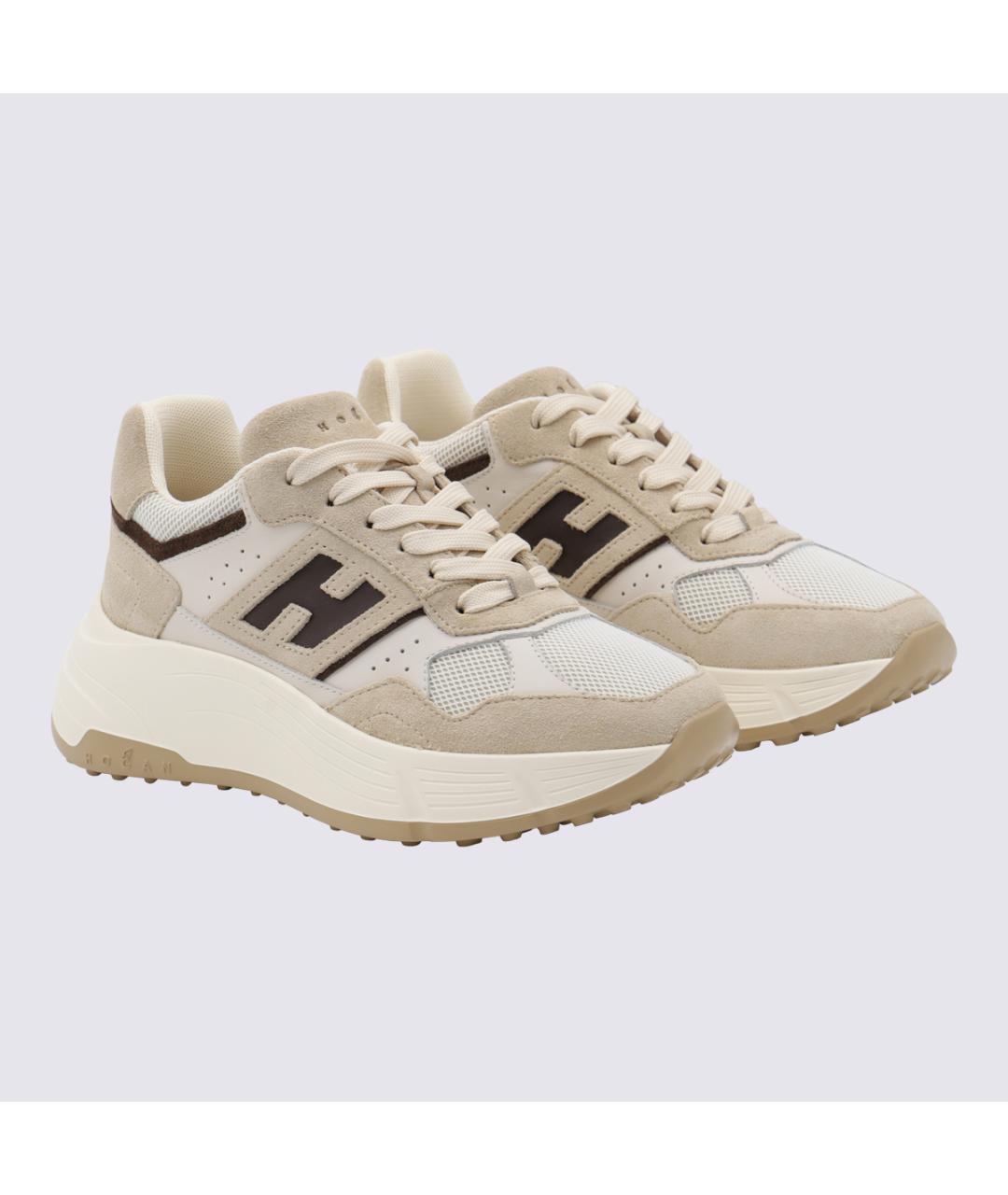 HOGAN Бежевые кожаные кроссовки, фото 2