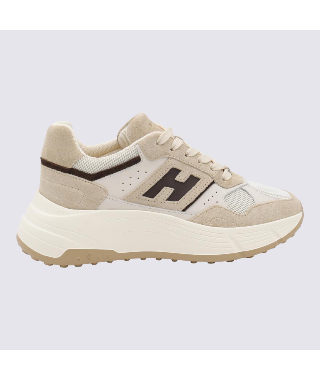 HOGAN Бежевые кожаные кроссовки, фото 5