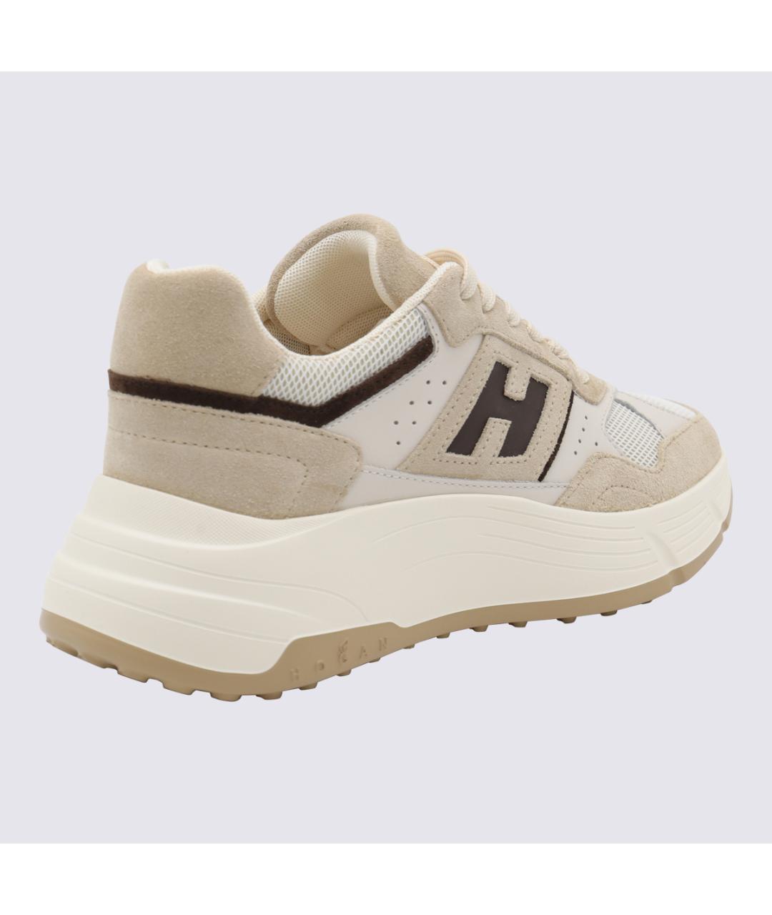 HOGAN Бежевые кожаные кроссовки, фото 3