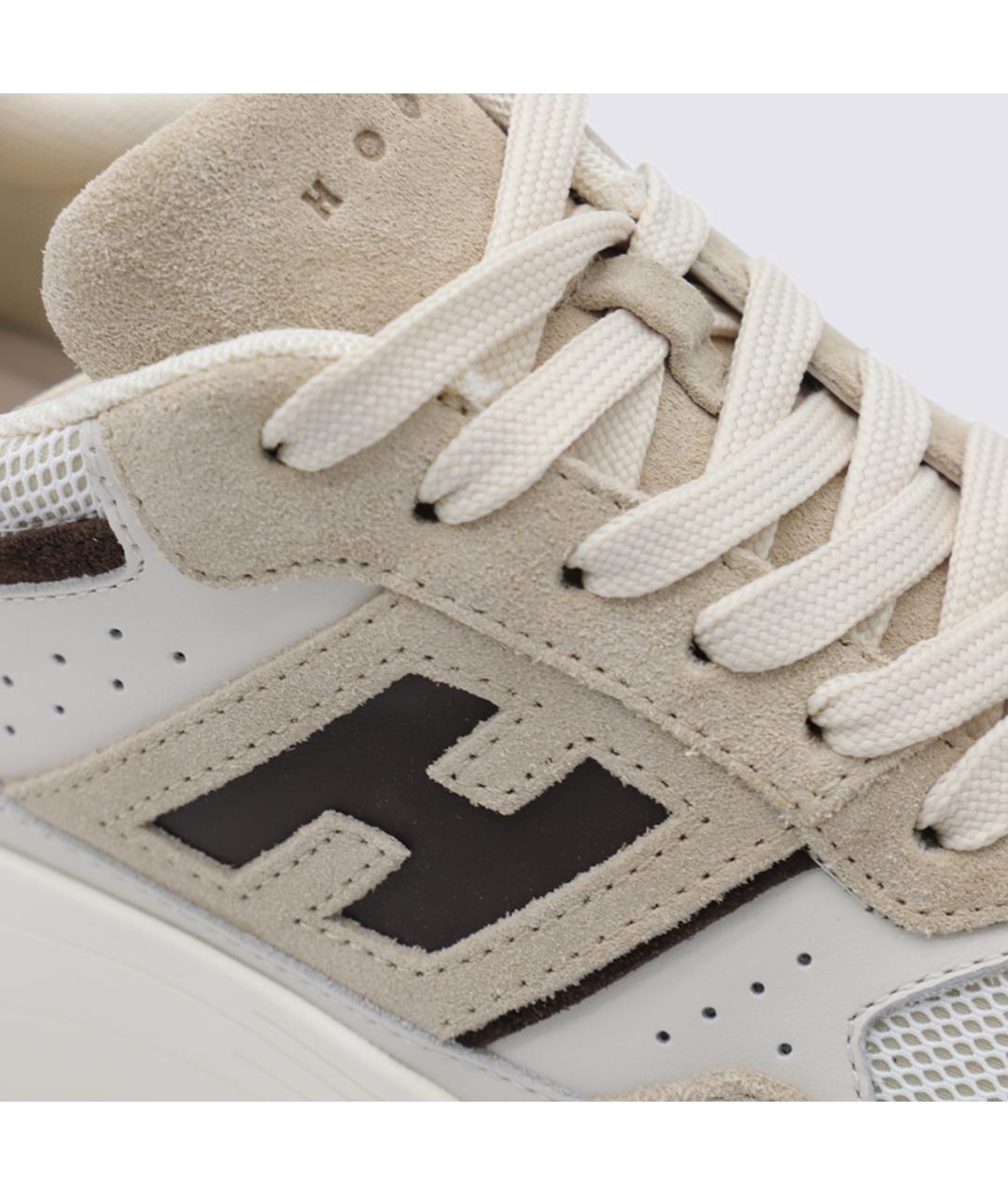 HOGAN Бежевые кожаные кроссовки, фото 4