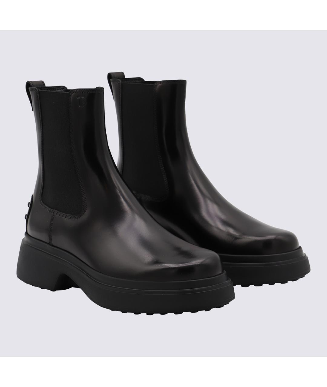 TOD'S Черные кожаные ботинки, фото 2