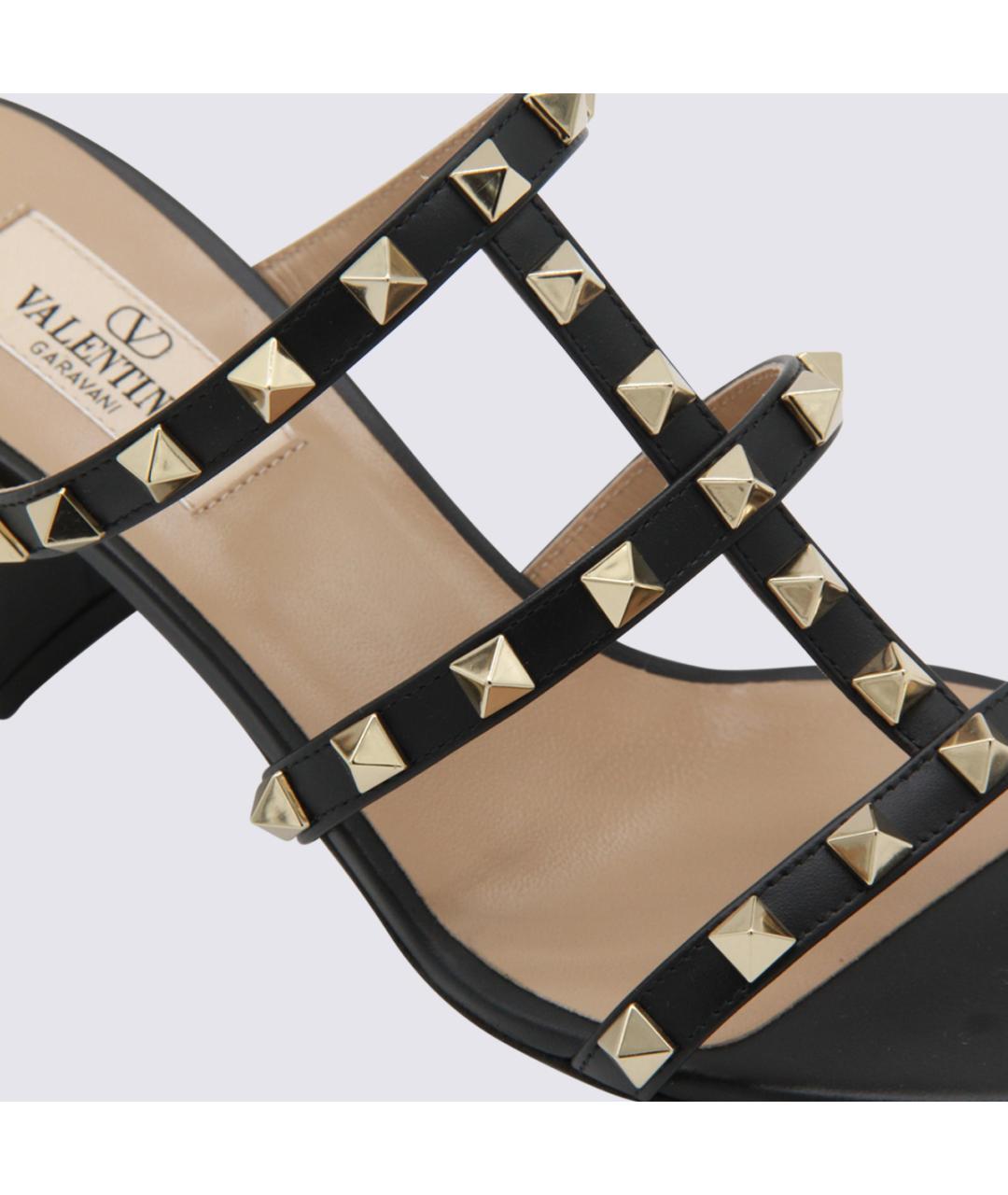 VALENTINO Черные кожаные босоножки, фото 4