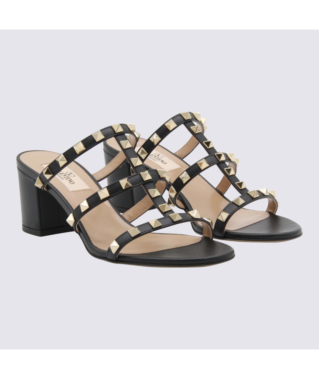 VALENTINO Черные кожаные босоножки, фото 2