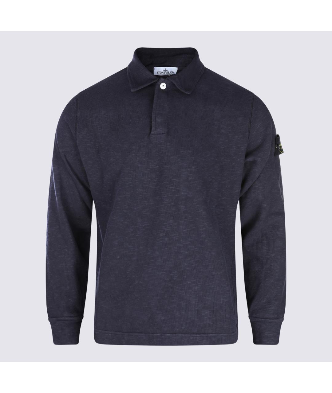 STONE ISLAND Темно-синее хлопковое поло с длинным рукавом, фото 5