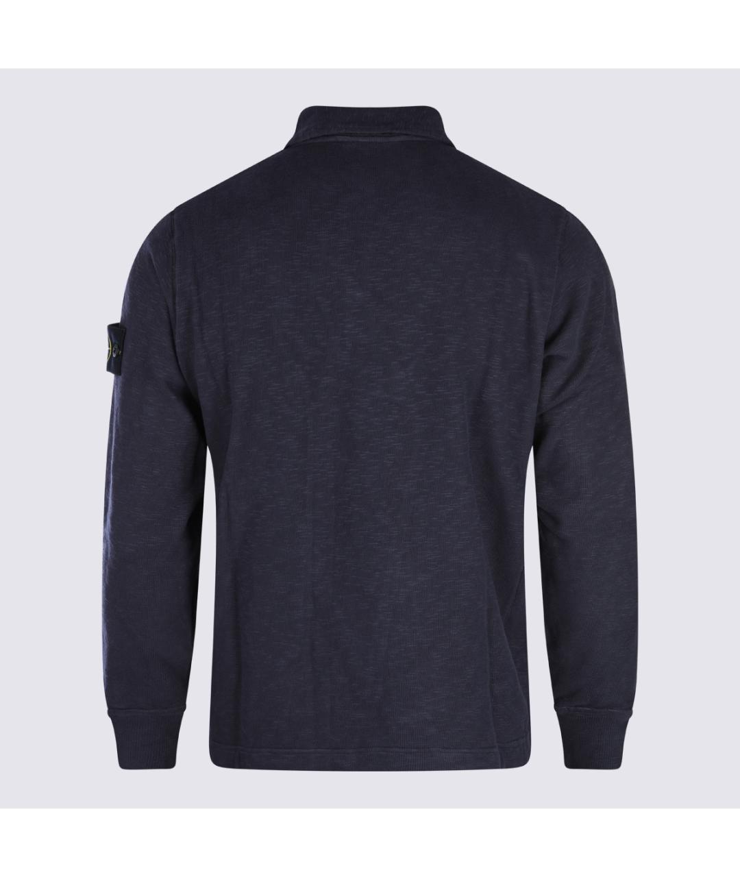 STONE ISLAND Темно-синее хлопковое поло с длинным рукавом, фото 2