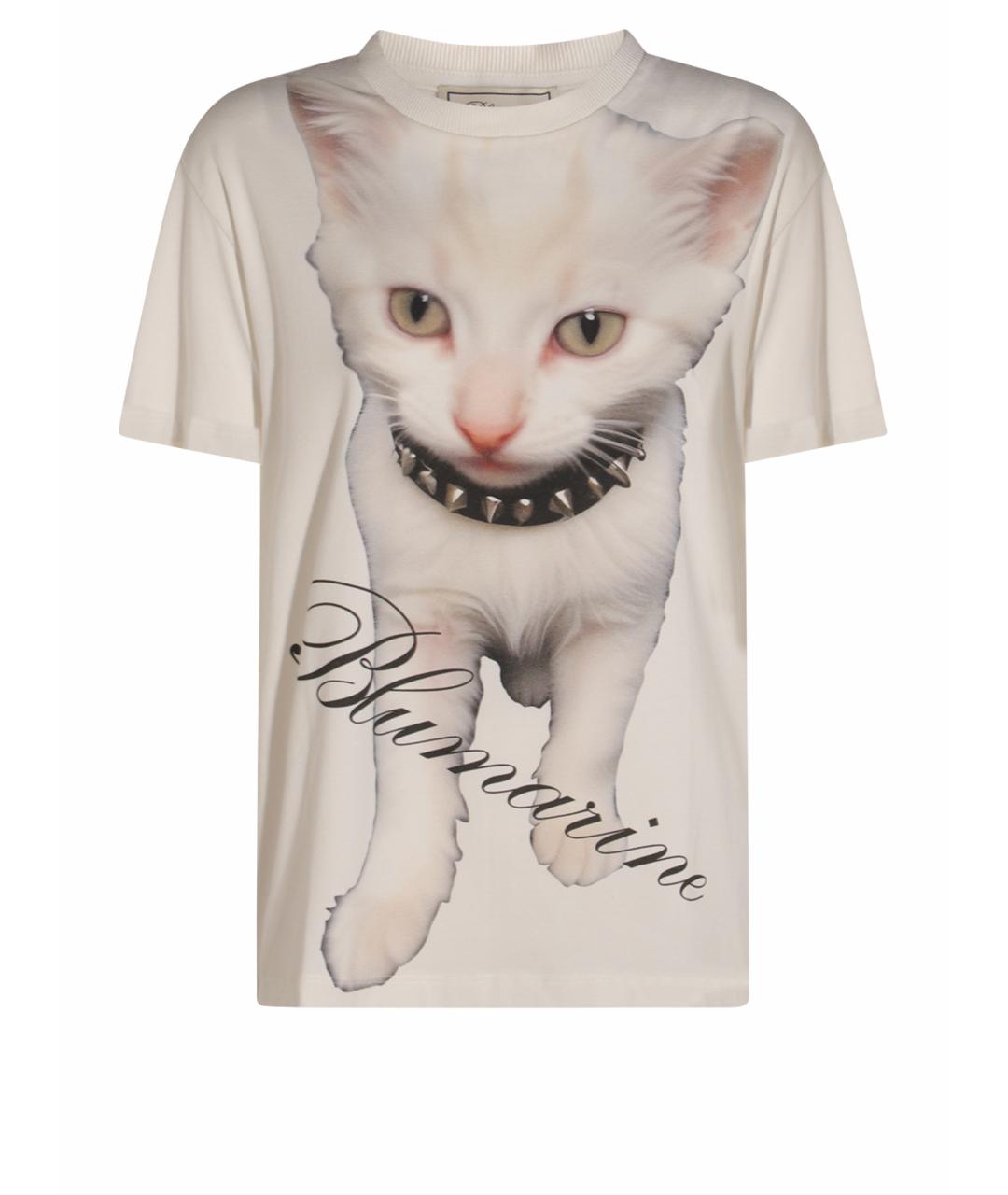 BLUMARINE Белая хлопко-эластановая футболка, фото 1