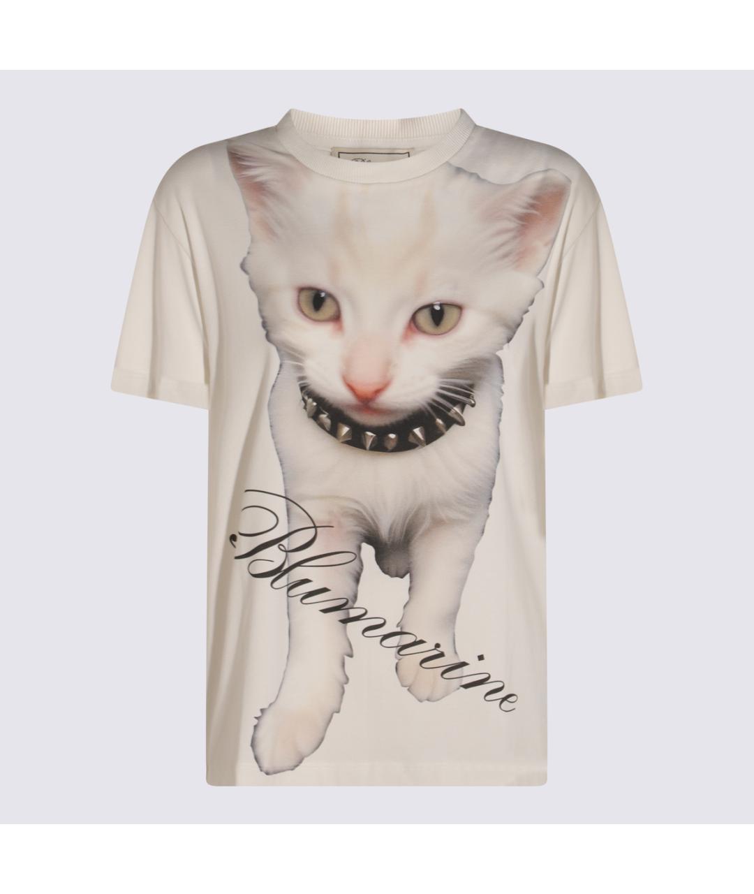 BLUMARINE Белая хлопко-эластановая футболка, фото 4