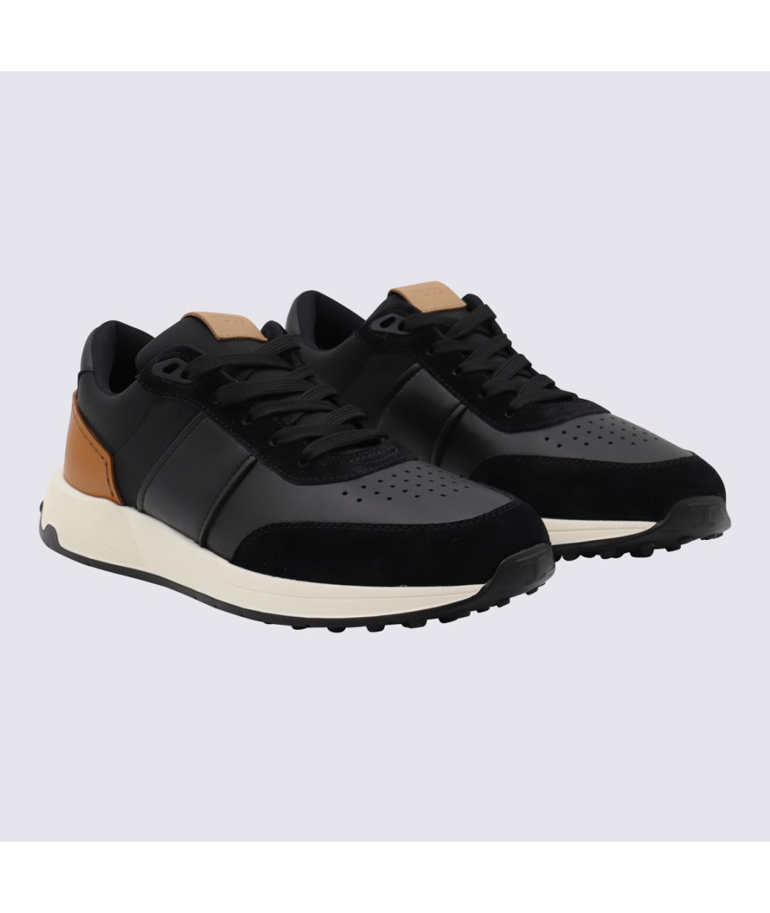 TOD'S Черные текстильные низкие кроссовки / кеды, фото 2