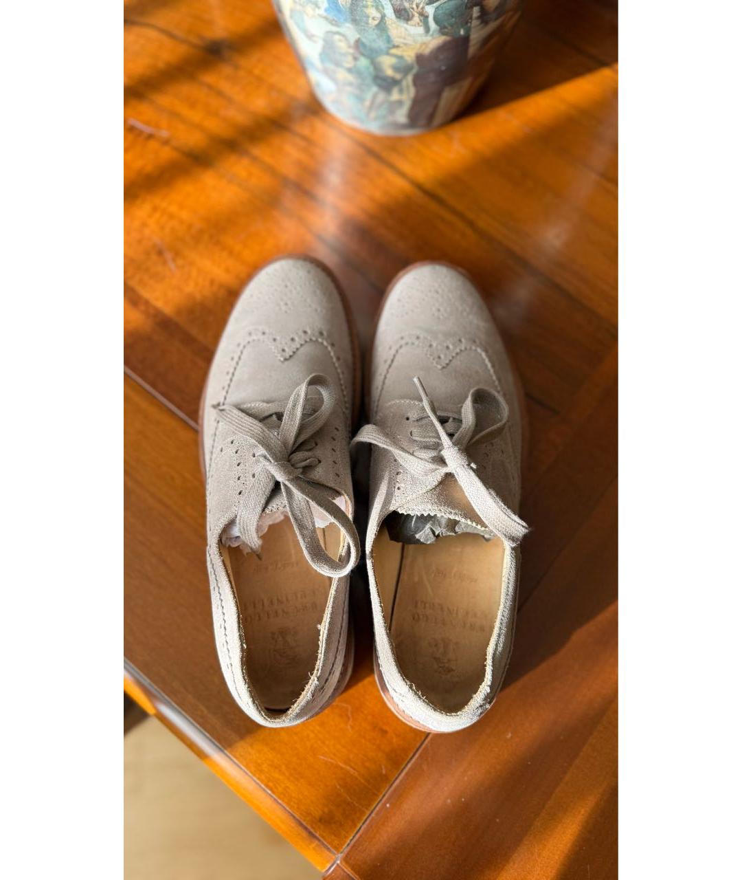 BRUNELLO CUCINELLI Бежевые кожаные брогги и оксфорды, фото 3