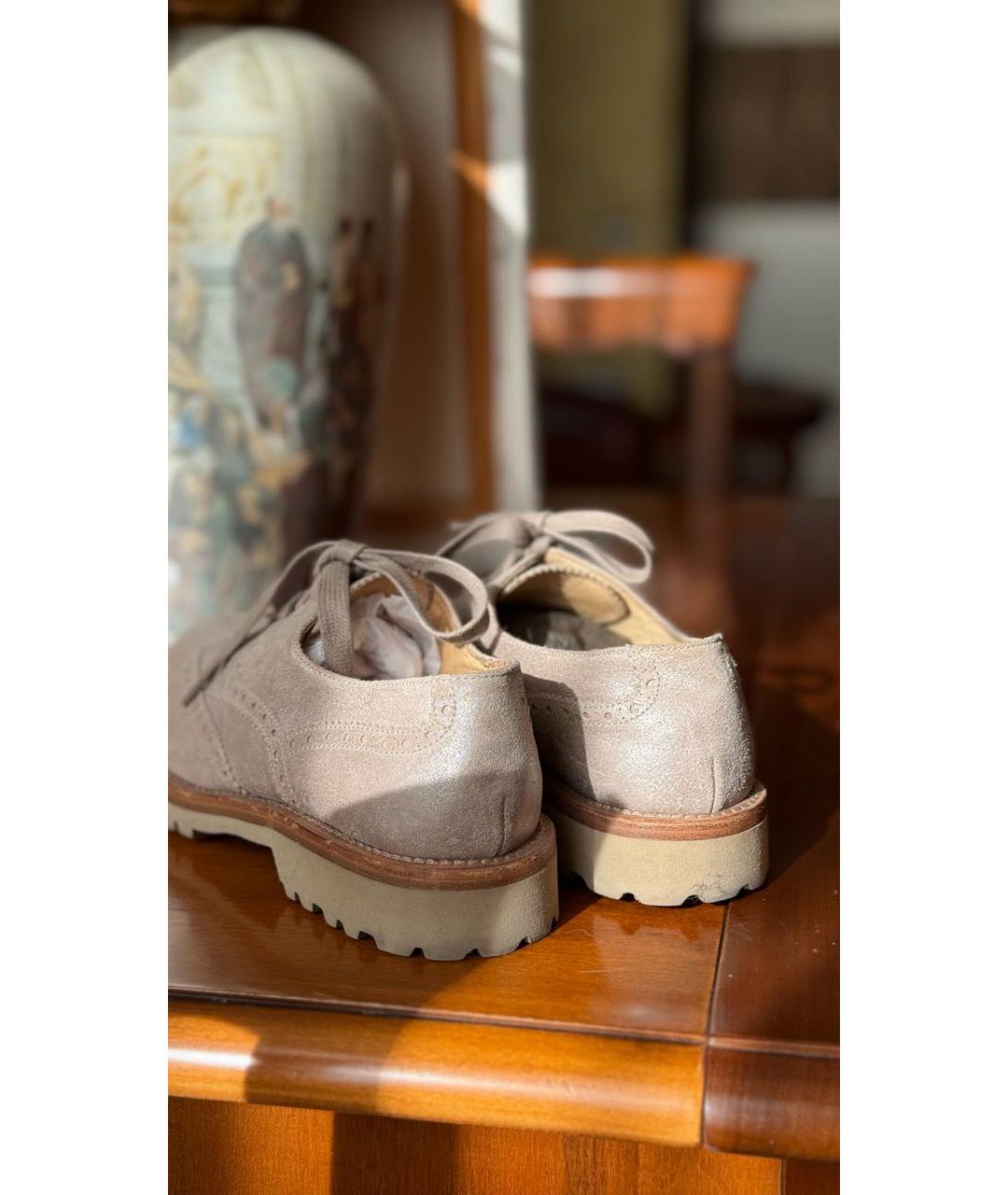 BRUNELLO CUCINELLI Бежевые кожаные брогги и оксфорды, фото 4