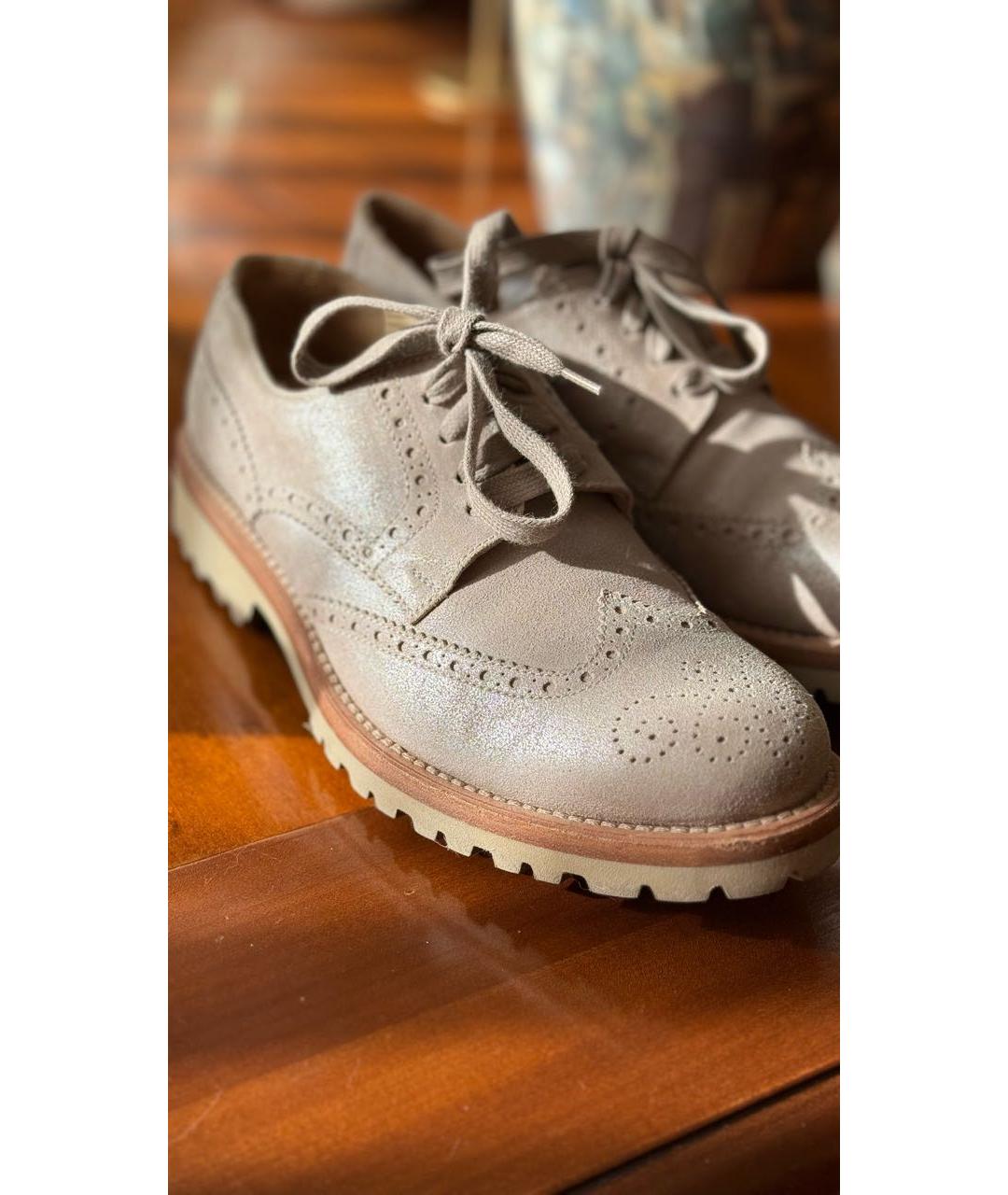 BRUNELLO CUCINELLI Бежевые кожаные брогги и оксфорды, фото 5