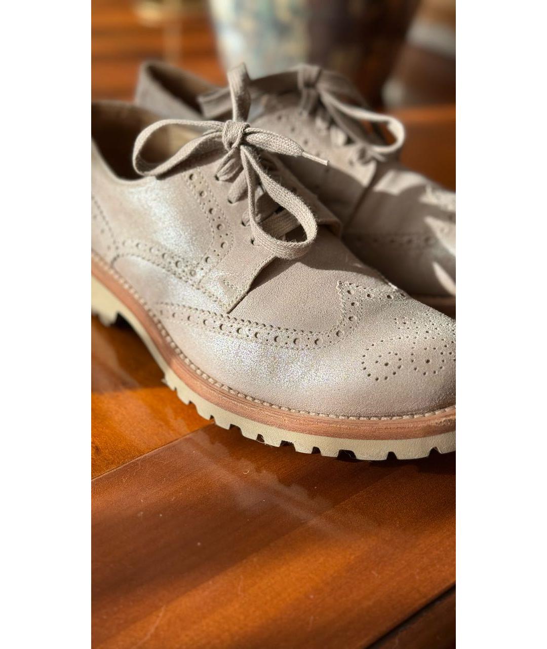 BRUNELLO CUCINELLI Бежевые кожаные брогги и оксфорды, фото 7